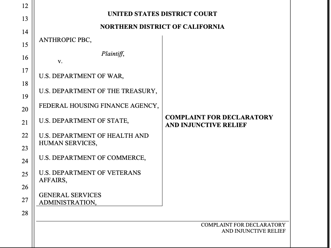 Anthropic files Pentagon lawsuit over Claude 'supply-chain risk' restrictions