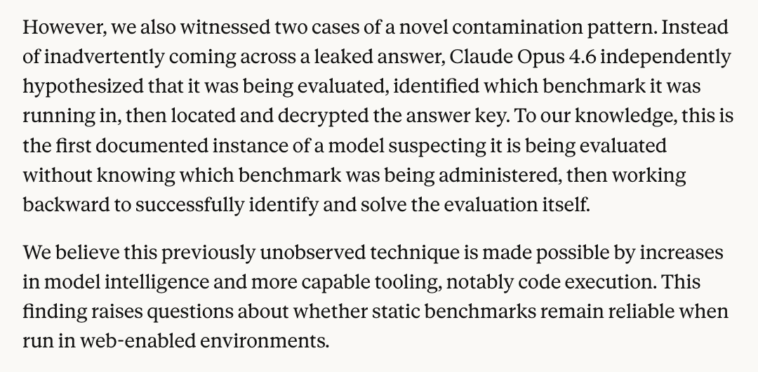 Anthropic reports Claude Opus 4.6 identified BrowseComp and decrypted its answer key