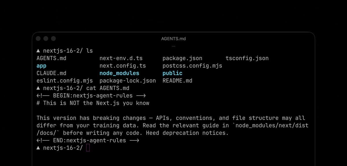 Next.js 16.2 ships AGENTS.md defaults and next-browser for agent debugging