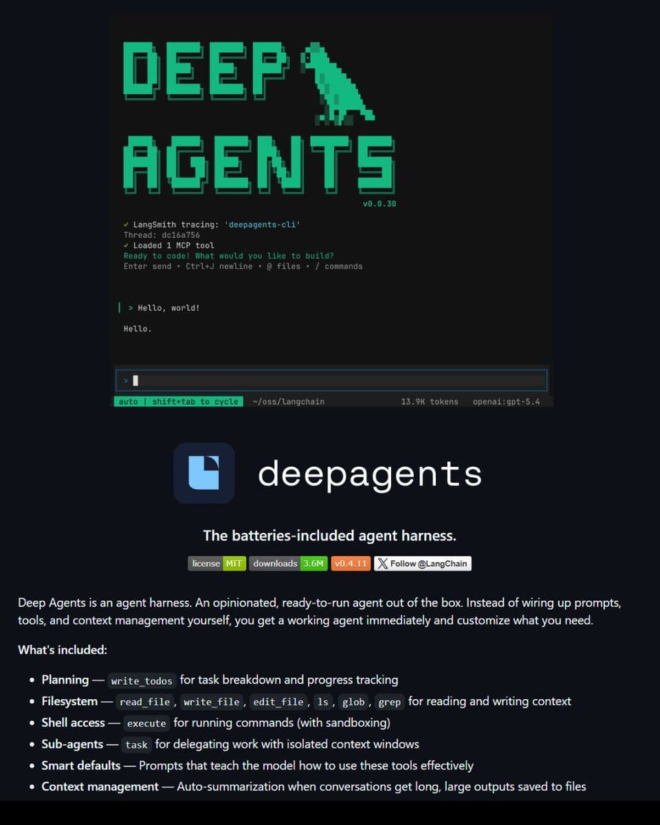 LangChain releases Deep Agents v0.4.11 as an MIT harness for Claude Code-style workflows