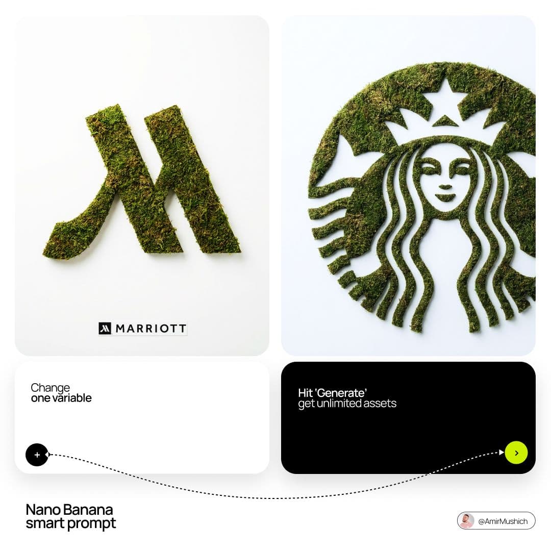 Nano Banana adds brand playbooks for 85mm macro worlds and moss-logo prompts