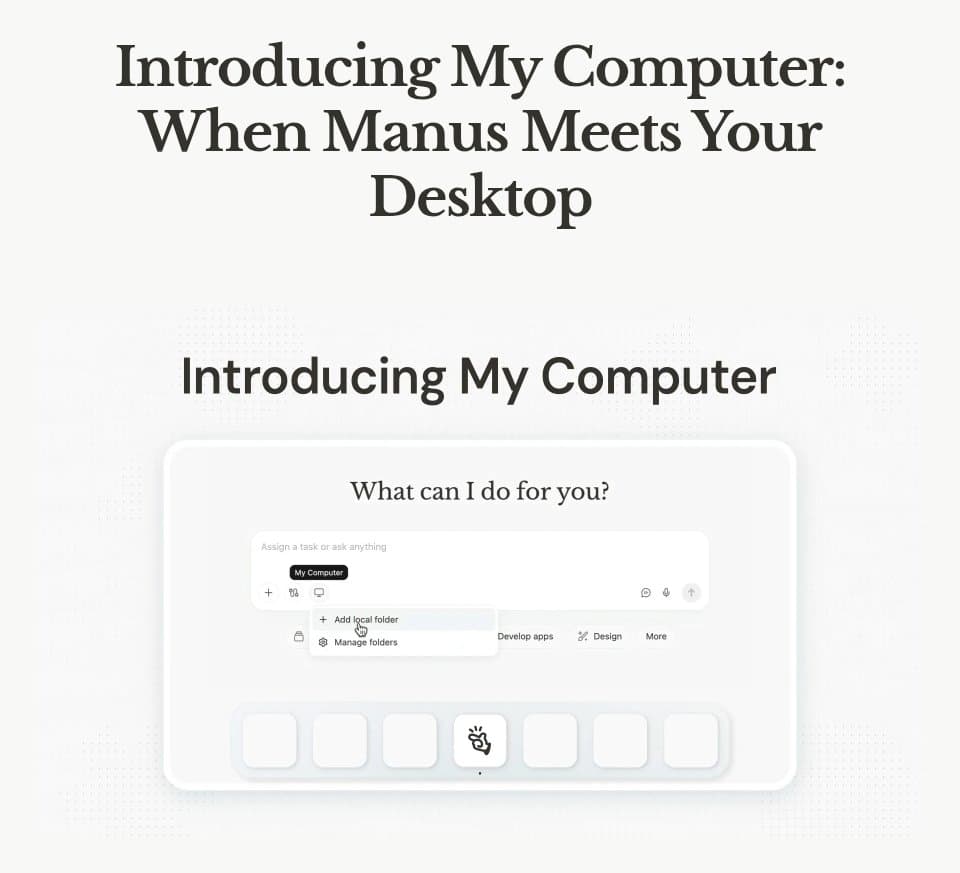 Manus launches My Computer for local macOS and Windows control