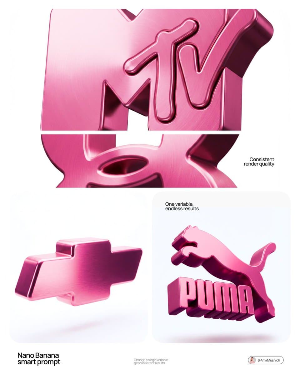 Nano Banana 2 supports reusable brand prompts for 3D logos and retro electronics