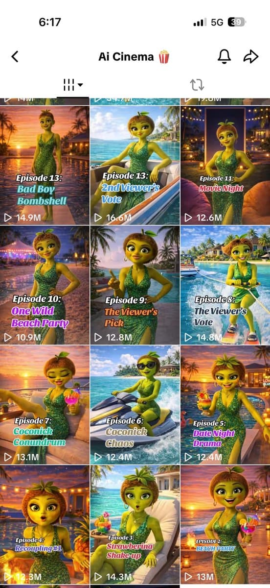 AI fruit Love Island videos report 15M-view episodes and faster follower growth than Love Island