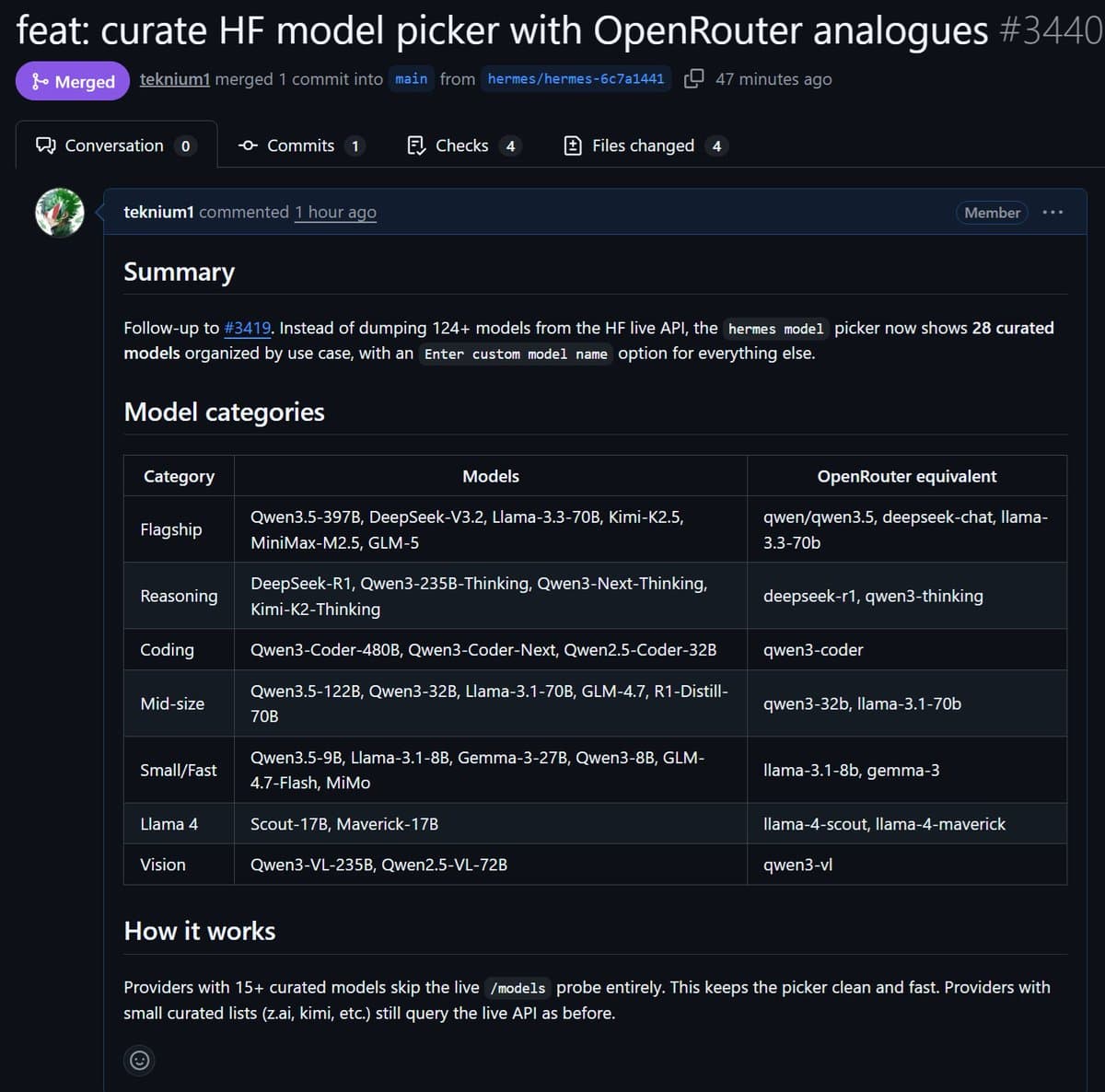 Hermes Agent adds Hugging Face provider with 28 curated models