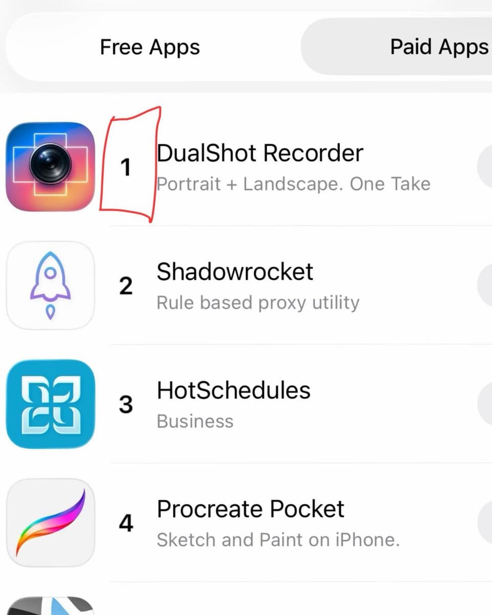 DualShot Recorder ranks #1 paid App Store app with portrait + landscape capture