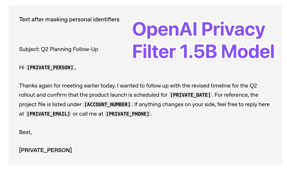 OpenAI releases Privacy Filter with 128K context and Apache 2.0 PII redaction