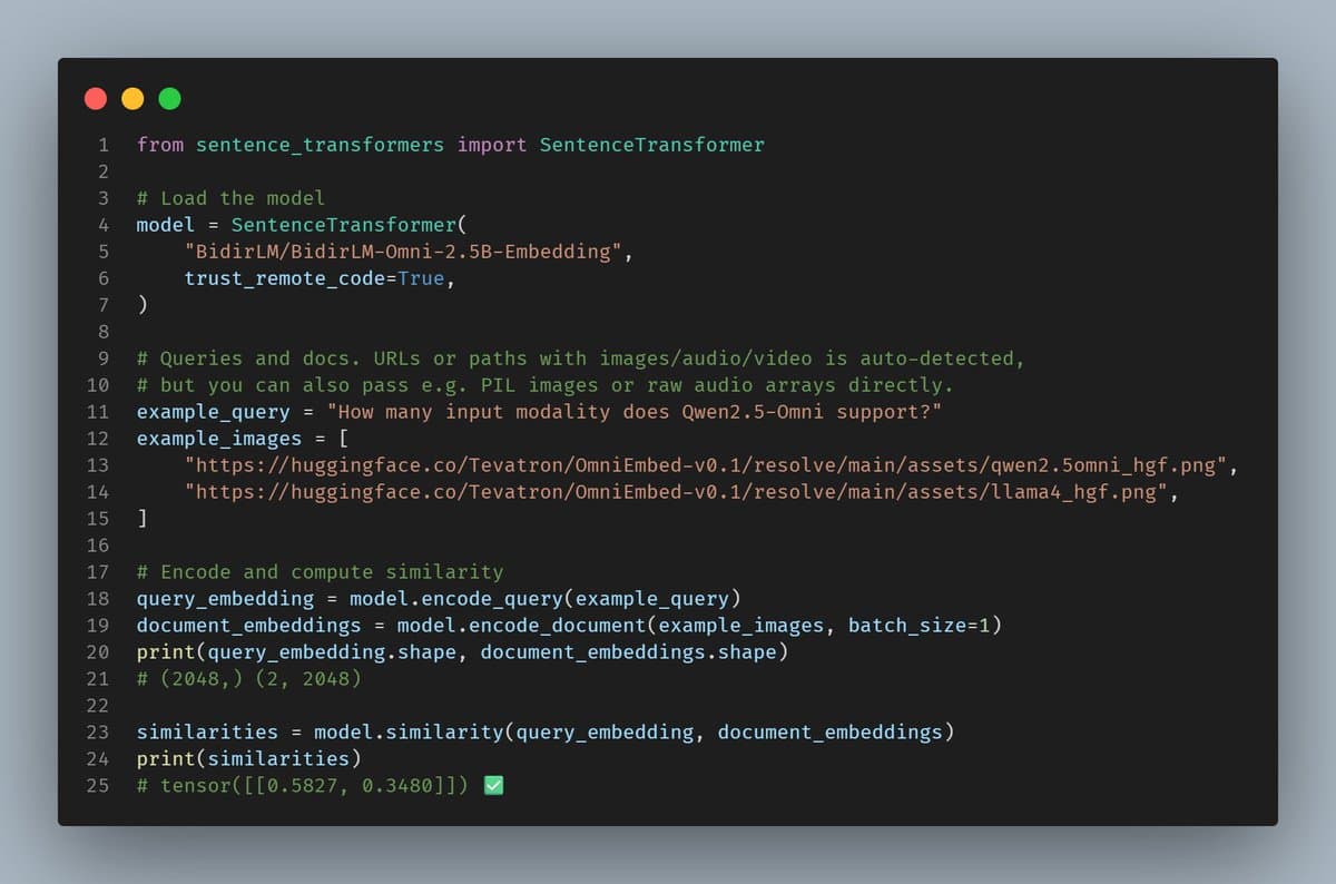 BidirLM-Omni-2.5B-Embedding launches 2048-dim text-image-audio vectors