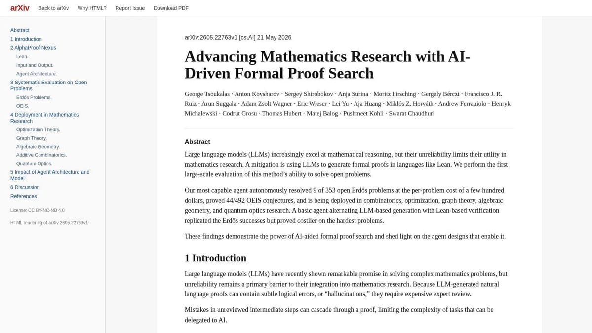 Google DeepMind reports AlphaProof Nexus solved 9 Erdős problems with Lean verification