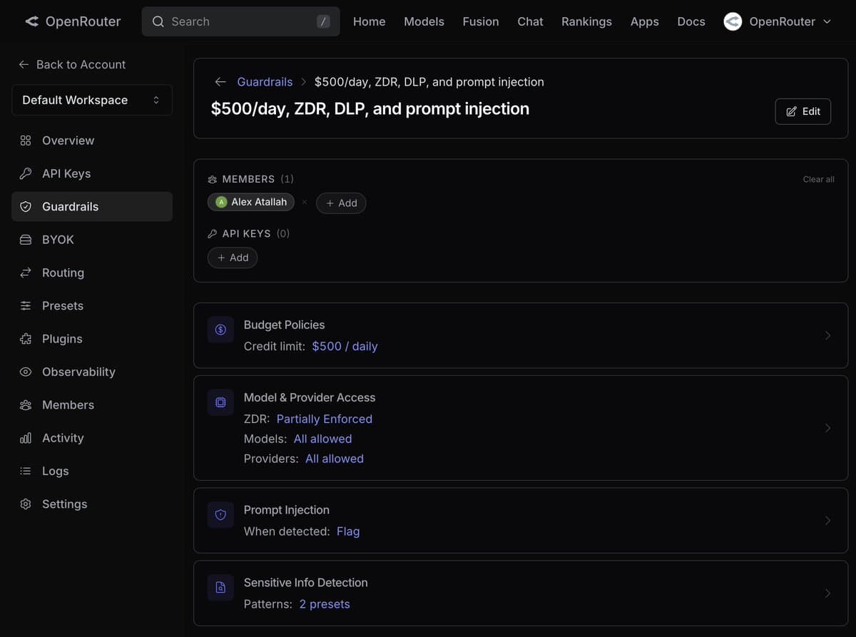 OpenRouter launches Guardrails with budget caps, ZDR, and prompt-injection filters