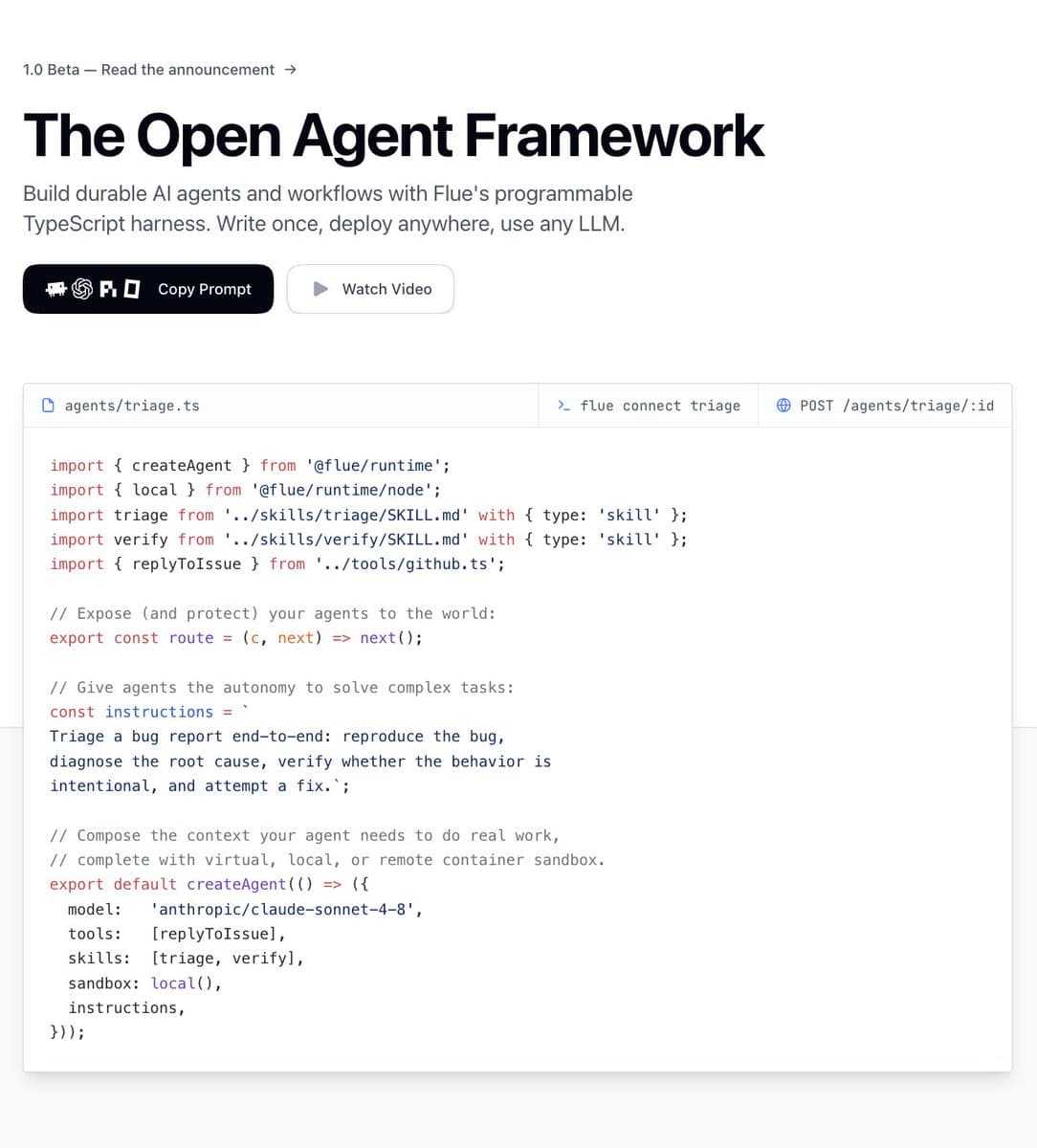 Flue releases 1.0 Beta with agents, workflows, and channel connectors
