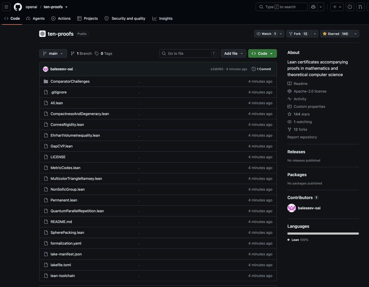 OpenAI says Astra produced 10 Lean 4-certified math results
