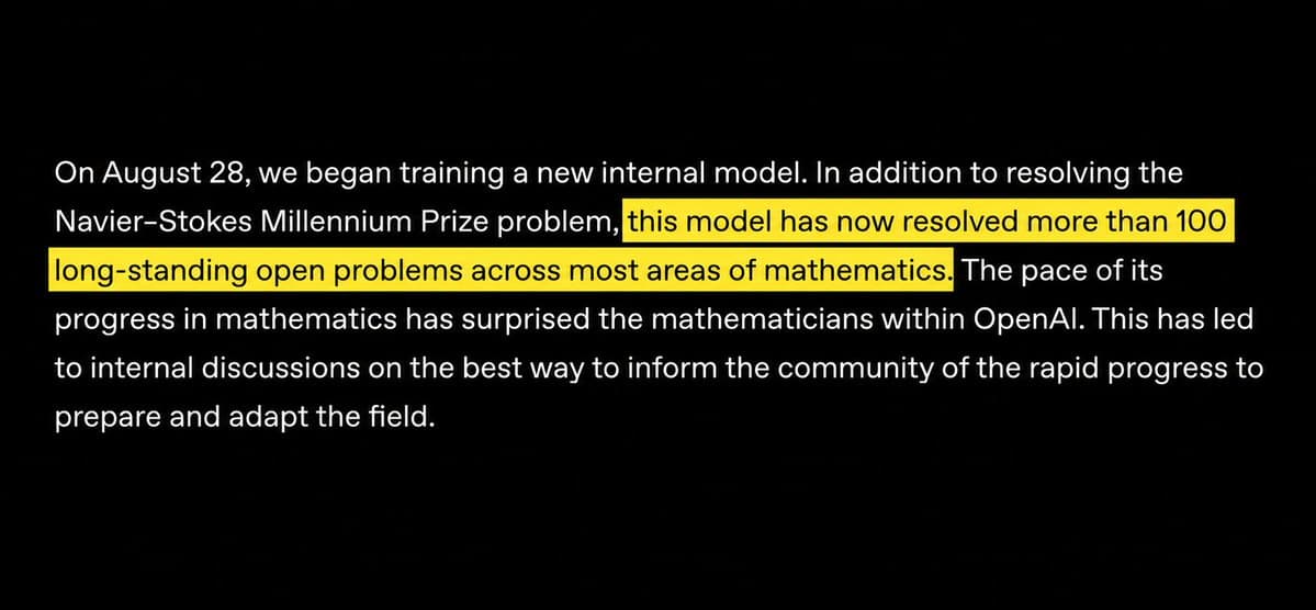 OpenAI says an internal model solved more than 100 long-standing math problems