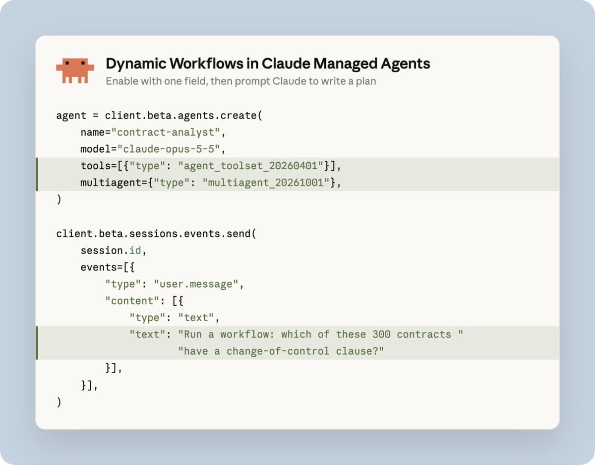 Claude Managed Agents adds dynamic workflows for up to 1,000 agents